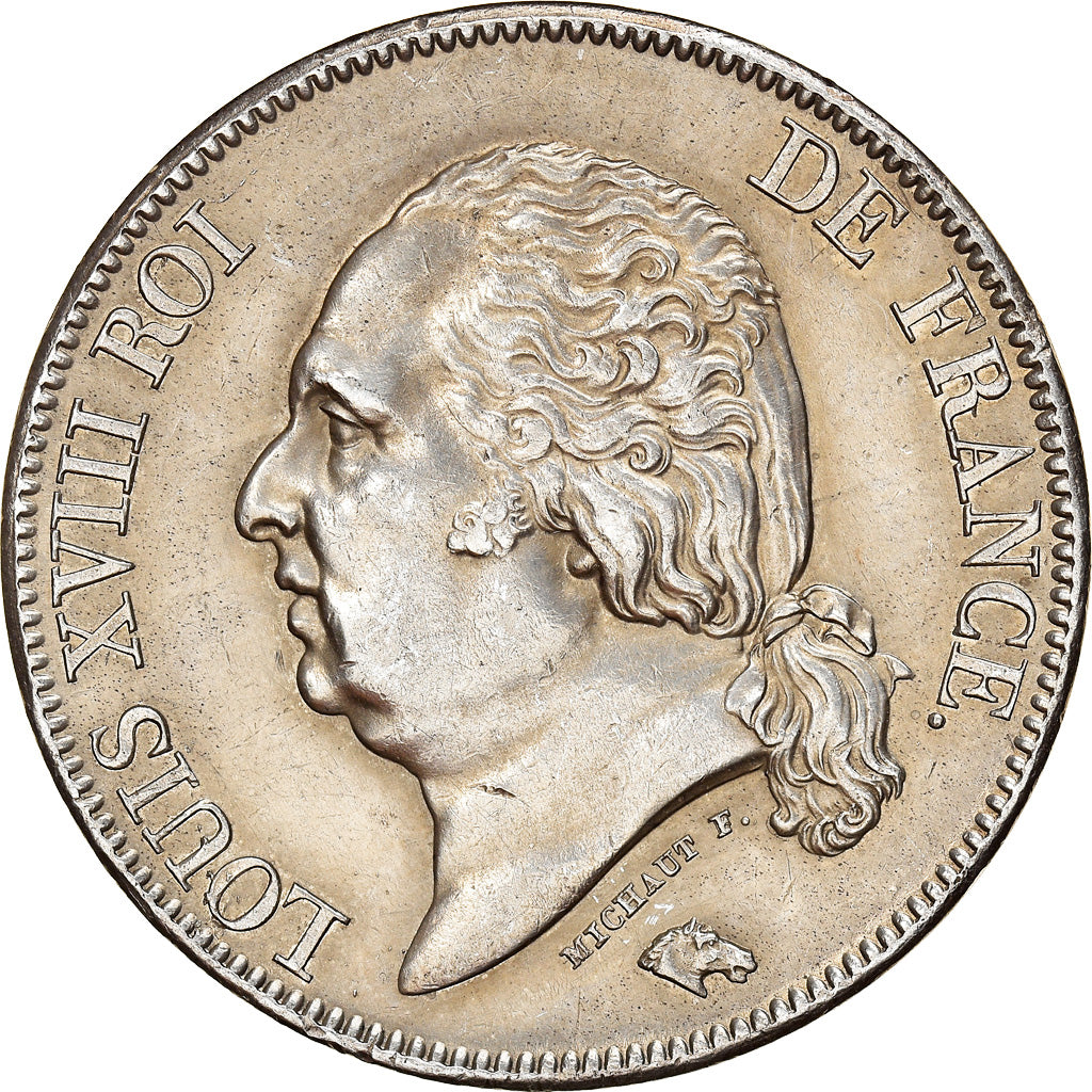Moeda, França, Louis XVIII, Louis XVIII, 5 Francs, 1822, Paris, AU(55-58)
