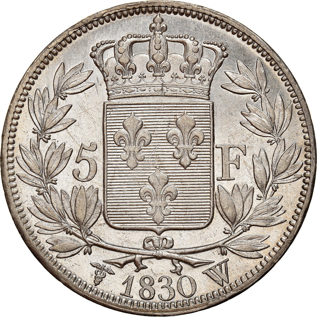 Moneta, Francia, Charles X, 5 Francs, 1830, Lille, BB+, Argento, KM:728.13