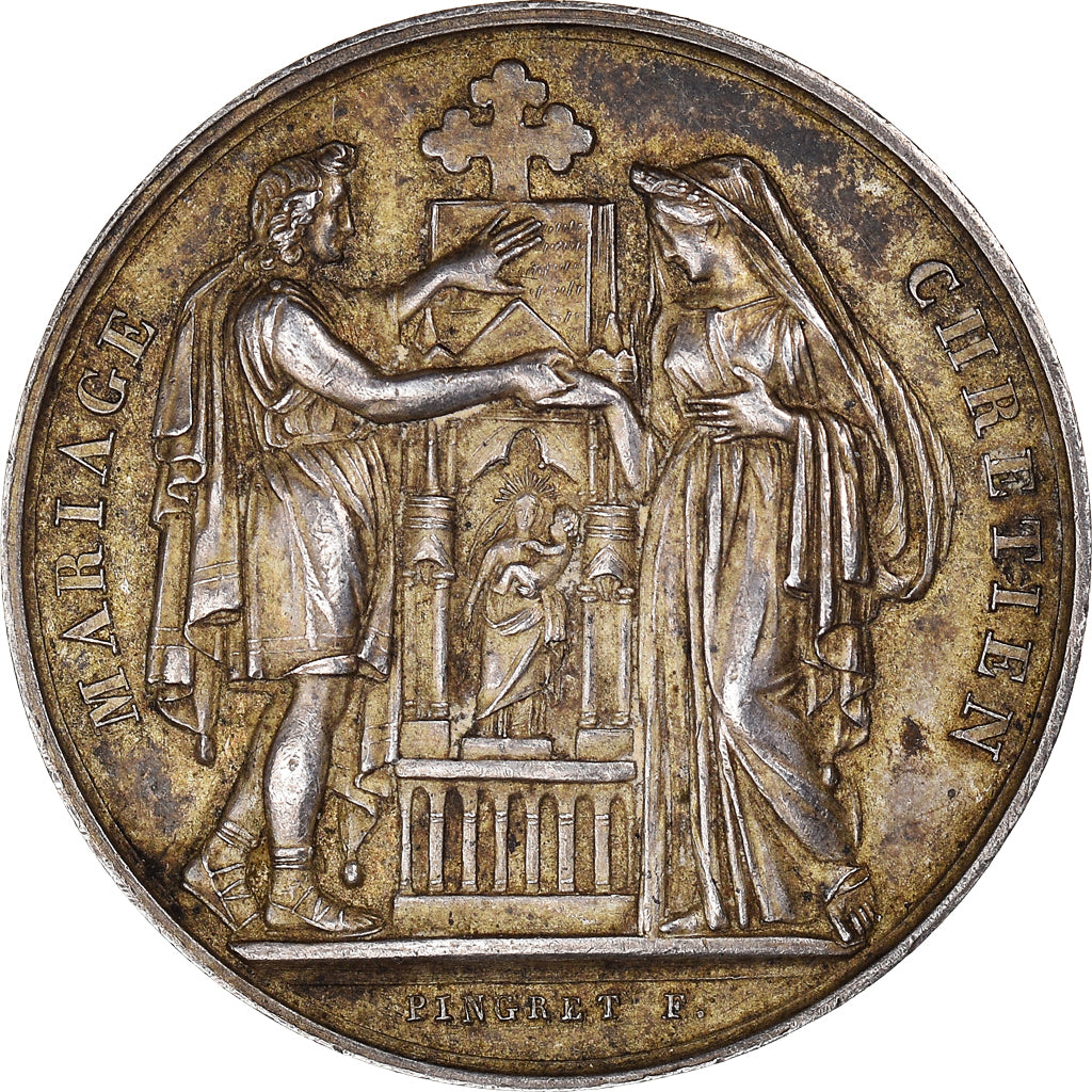 Frankreich, Medaille, Mariage Chrétien, Religions & beliefs, 1848, Pingret, VZ