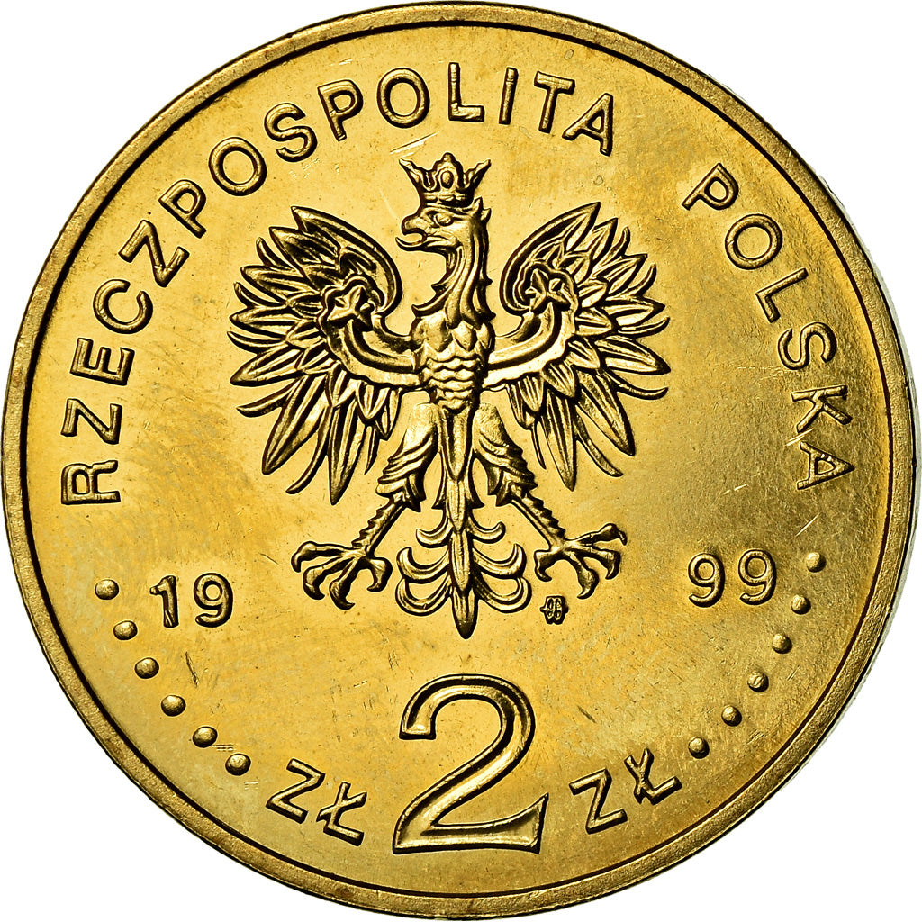 Coin, Poland, 2 Zlote, 1999, Warsaw, MS(60-62), Brass, KM:357