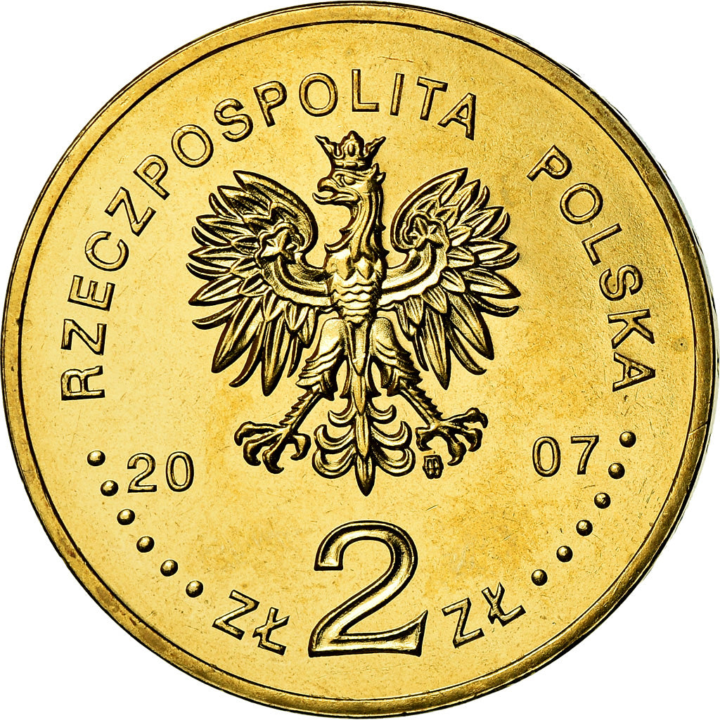 Coin, Poland, 2 Zlote, 2007, Warsaw, MS(60-62), Brass, KM:611
