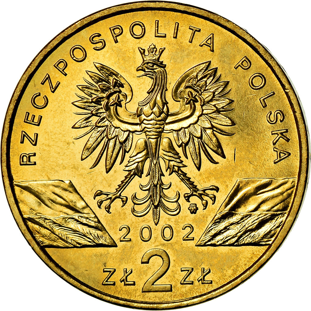 Coin, Poland, 2 Zlote, 2002, Warsaw, MS(60-62), Brass, KM:427
