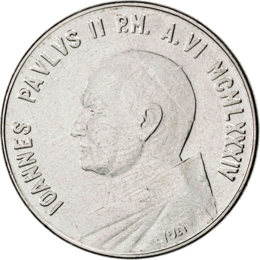 VATICAN CITY, 50 Lire, 1984, KM #179, MS(63), Stainless Steel, 24.8, 6.26