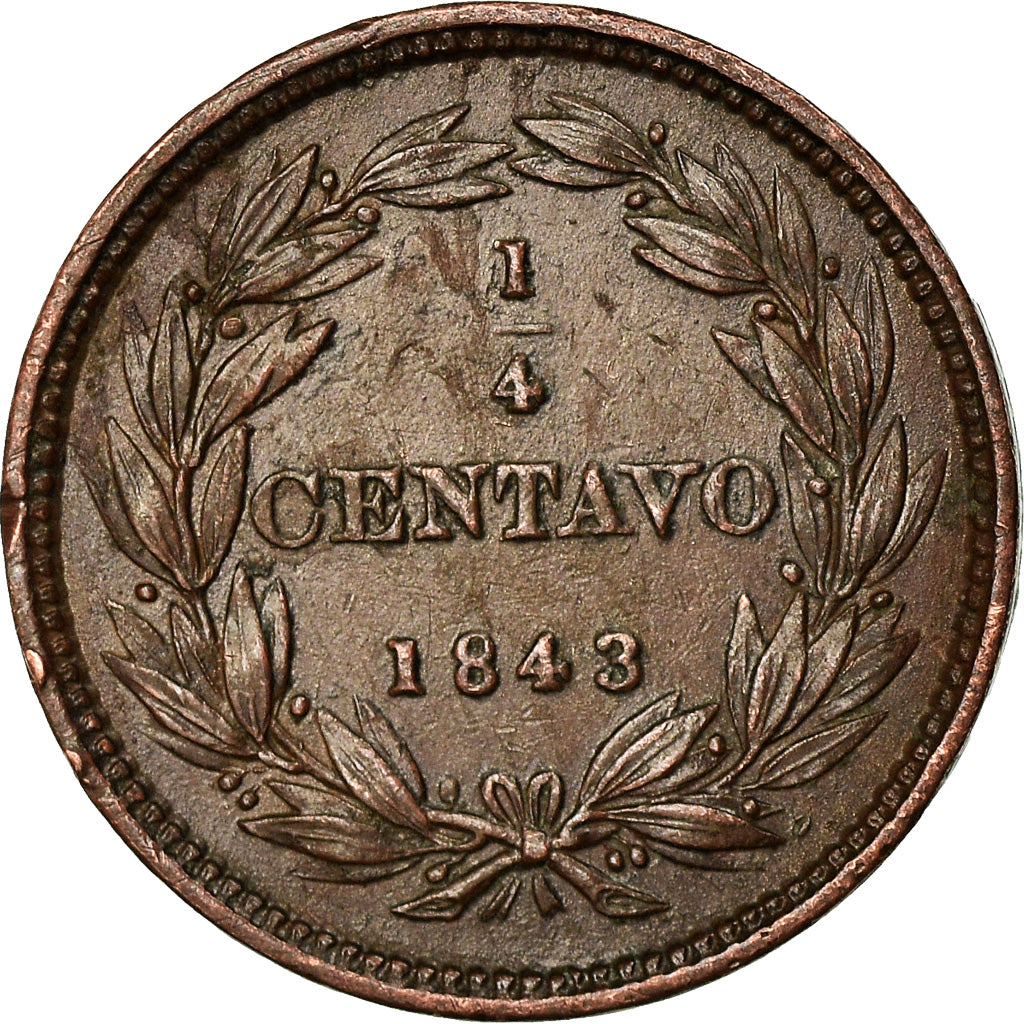 Moneda, Venezuela, 1/4 Centavo, 1843, MBC+, Cobre, KM:1