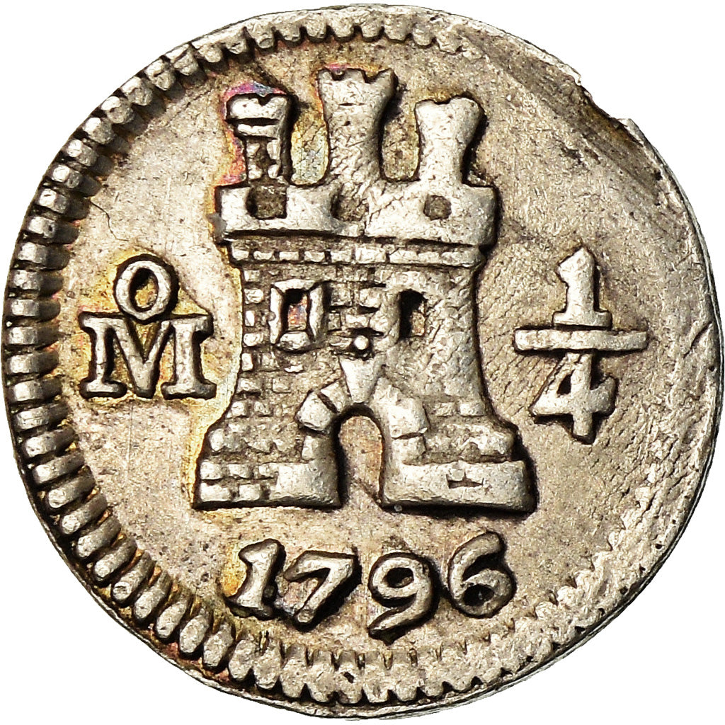 Monnaie, Mexique, Charles IV, 1/4 Réal, 1796, Mexico City, TTB, Argent, KM:62