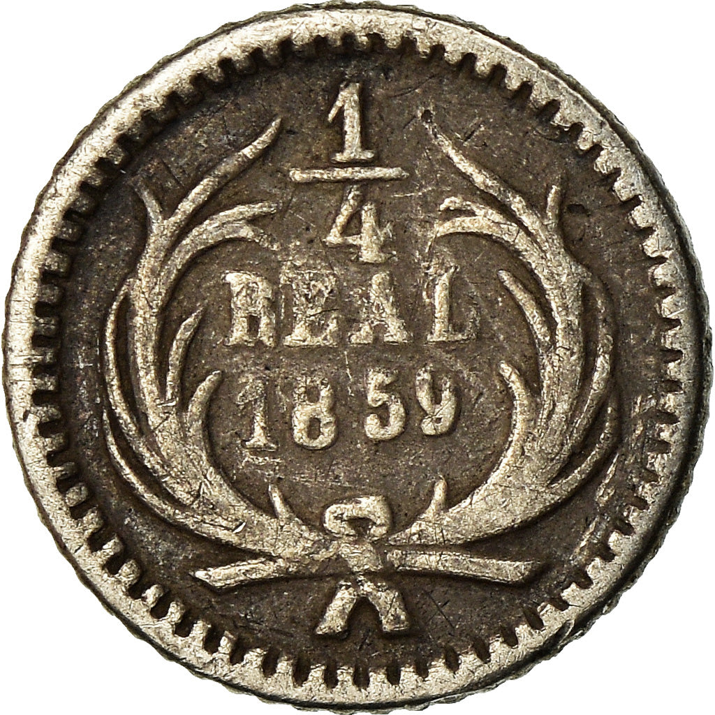 Coin, Guatemala, 1/4 Réal, 1859, VF(30-35), Silver, KM:130