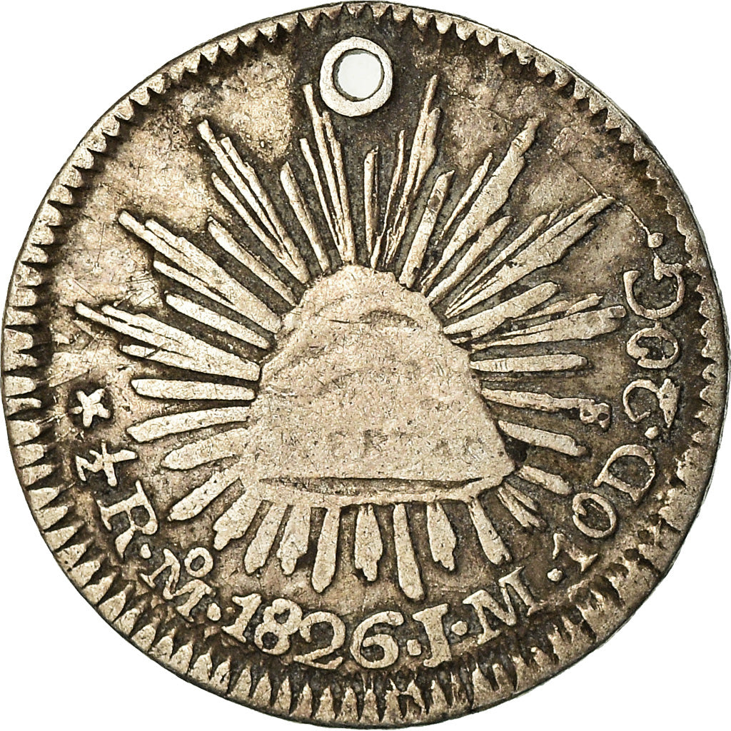 Coin, Mexico, 1/2 Réal, 1826, Mexico City, VF(30-35), Silver, KM:370.9