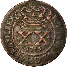 Coin, Brazil, Joao V, 20 Reis, 1715, Lisbon, VF(30-35), Copper, KM:109