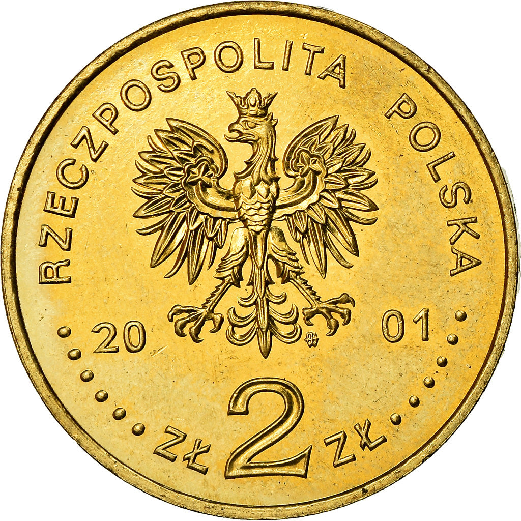 Münze, Polen, 2 Zlote, 2001, Warsaw, VZ+, Messing, KM:408