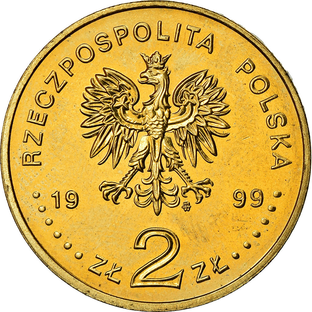 Coin, Poland, 2 Zlote, 1999, Warsaw, MS(60-62), Brass, KM:363