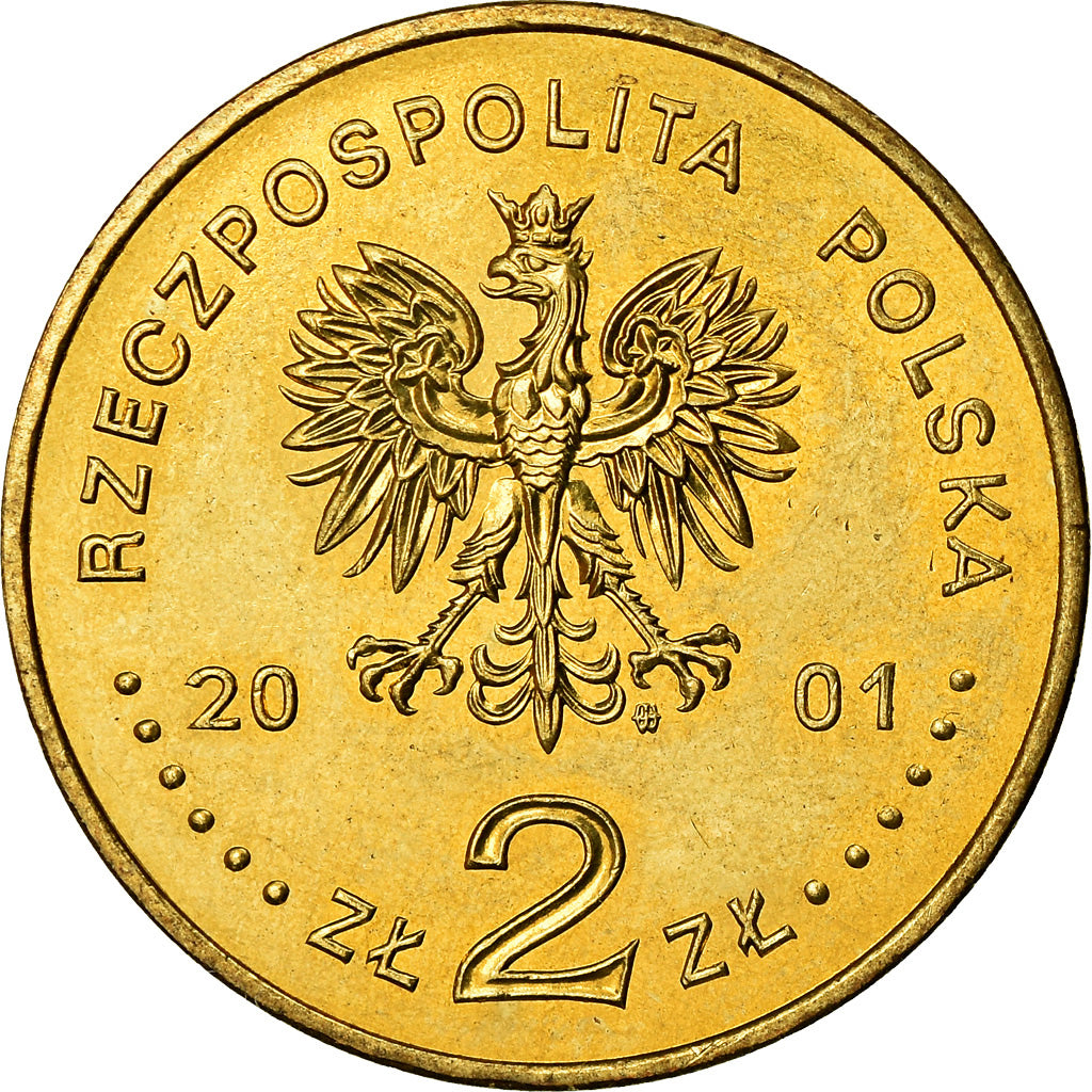 Coin, Poland, 2 Zlote, 2001, Warsaw, MS(60-62), Brass, KM:426