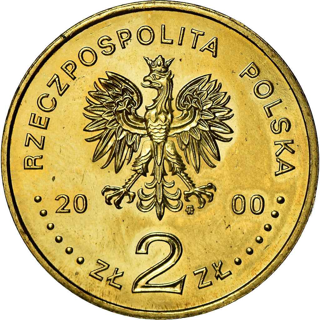 Coin, Poland, 2 Zlote, 2000, Warsaw, MS(60-62), Brass, KM:398