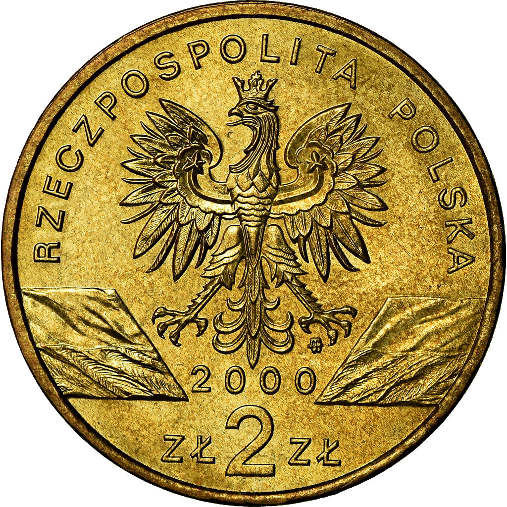Coin, Poland, 2 Zlote, 2000, Warsaw, MS(60-62), Brass, KM:388
