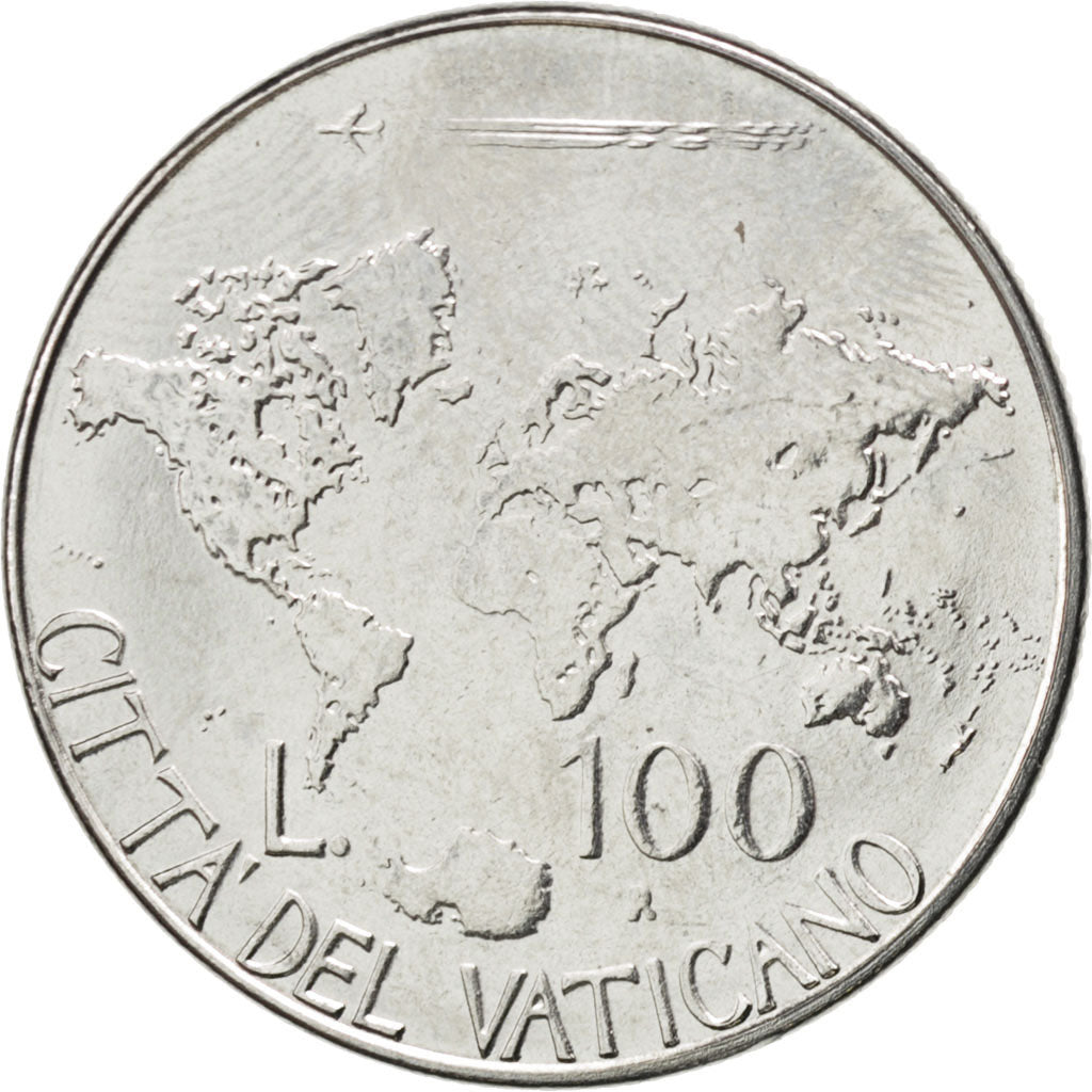 VATICAN CITY, 100 Lire, 1985, KM #188, MS(63), Stainless Steel, 27.75, 7.97
