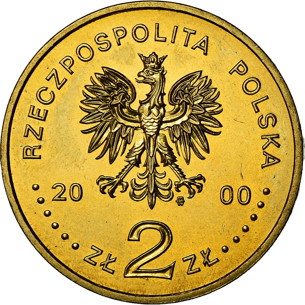 Coin, Poland, 2 Zlote, 2000, Warsaw, MS(60-62), Brass, KM:377