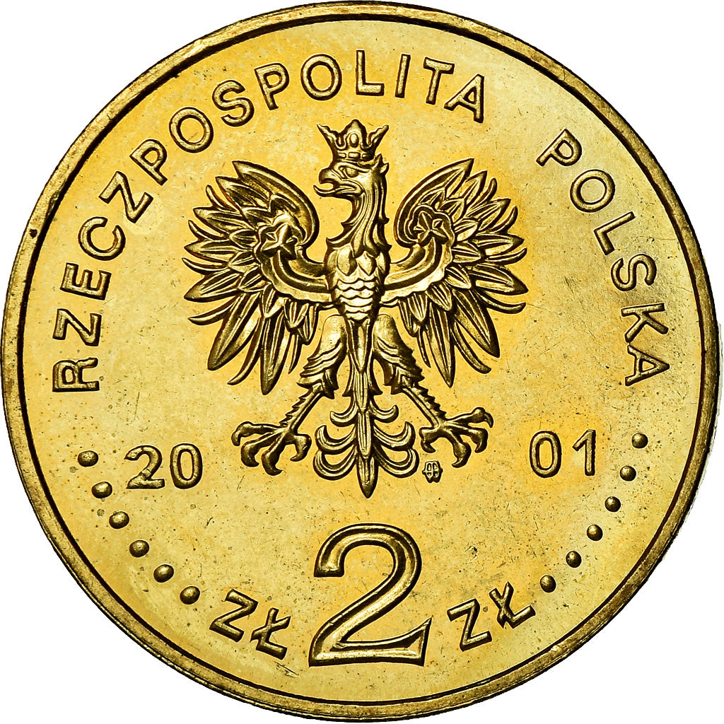 Coin, Poland, 2 Zlote, 2001, Warsaw, MS(60-62), Brass, KM:410