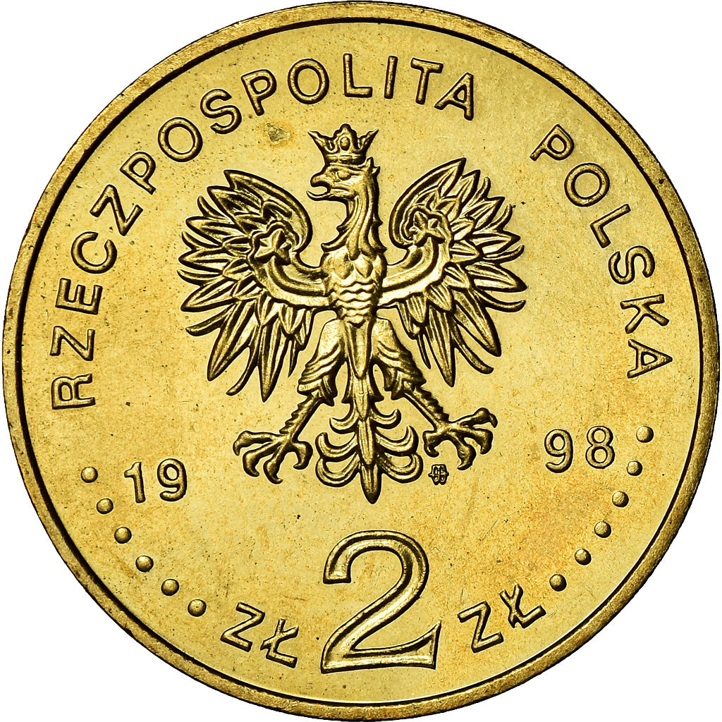 Coin, Poland, 2 Zlote, 1998, Warsaw, MS(60-62), Brass, KM:352