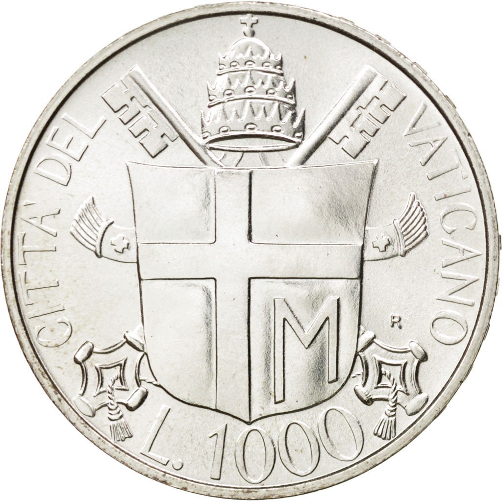VATICAN CITY, 1000 Lire, 1985, KM #191, MS(63), Silver, 14.57
