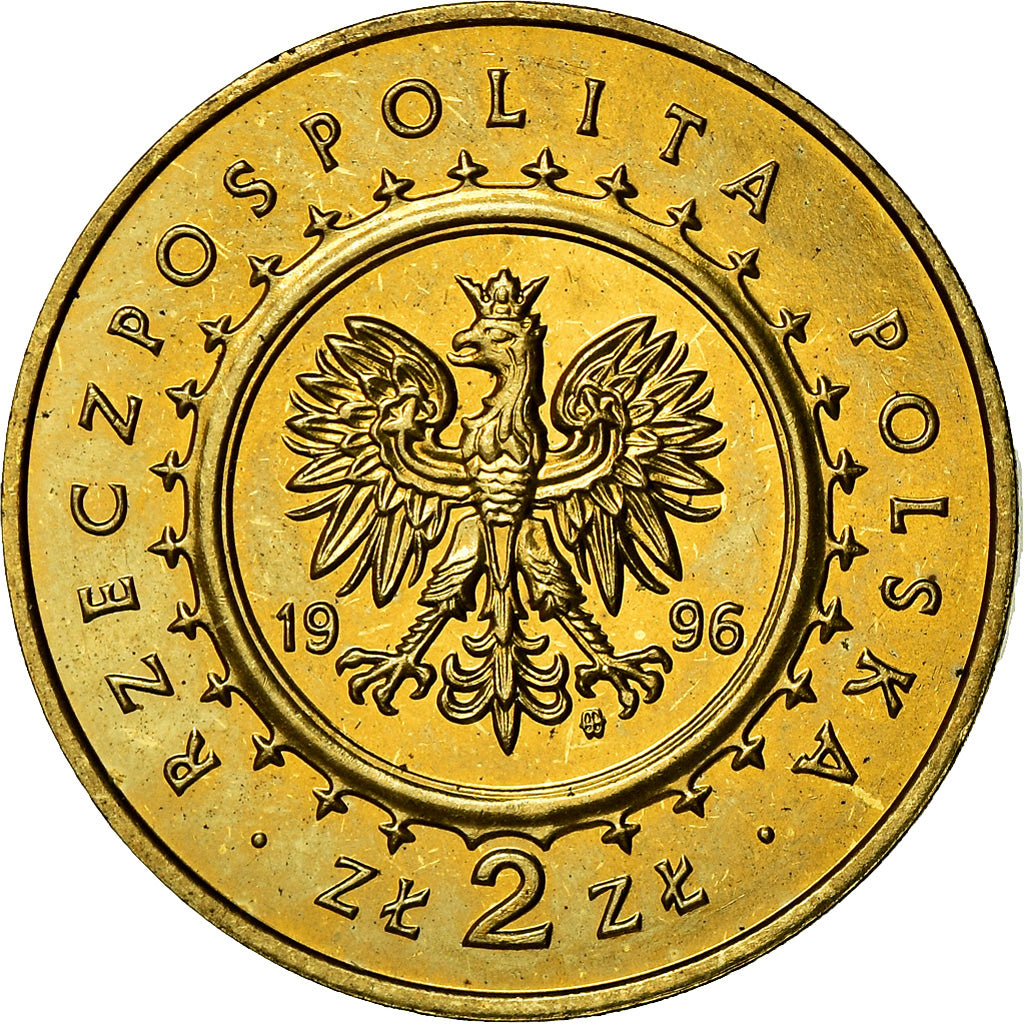 Coin, Poland, 2 Zlote, 1996, Warsaw, MS(60-62), Brass, KM:313