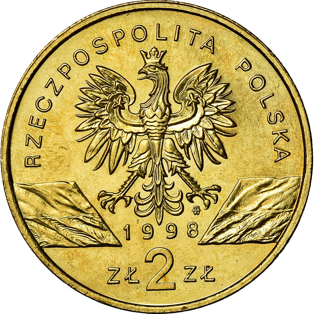 Coin, Poland, 2 Zlote, 1998, Warsaw, MS(60-62), Brass, KM:340