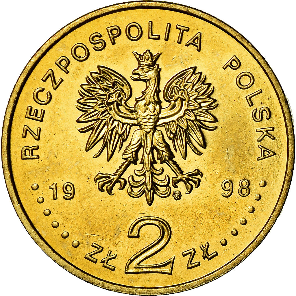 Coin, Poland, 2 Zlote, 1998, Warsaw, MS(60-62), Brass, KM:335