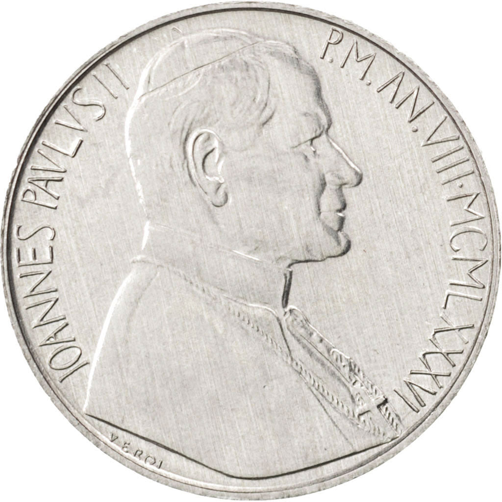 VATICAN CITY, 10 Lire, 1986, KM #192, MS(63), Aluminum, 23, 1.60