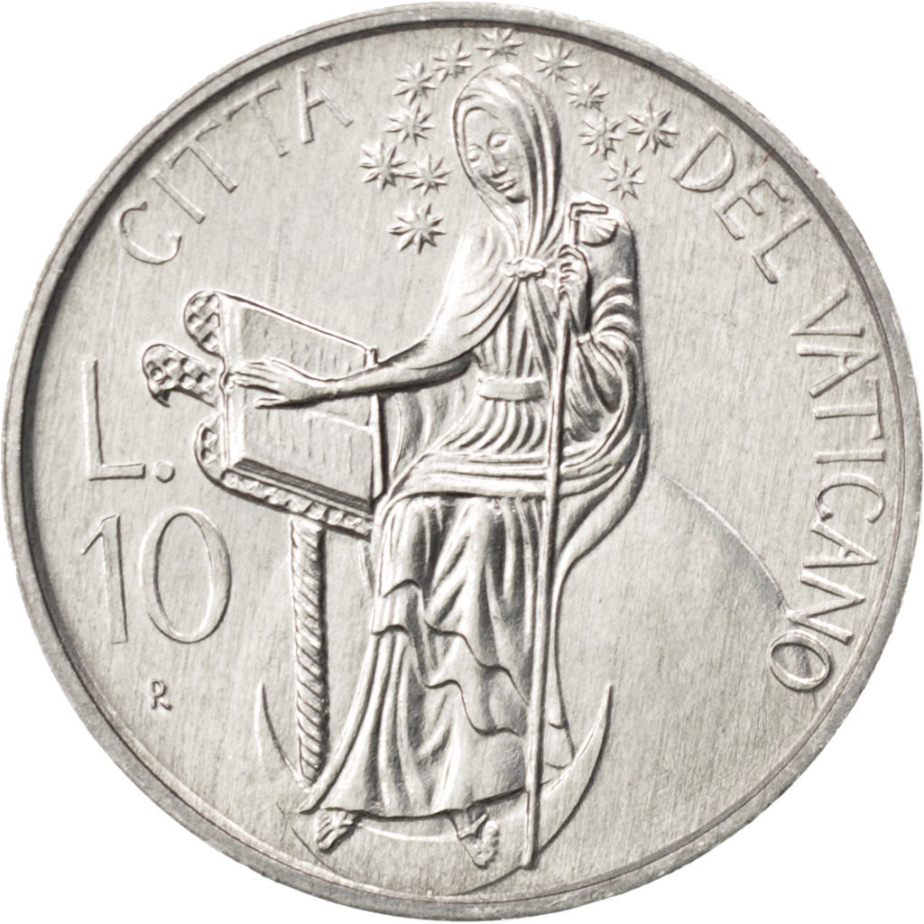 VATICAN CITY, 10 Lire, 1986, KM #192, MS(63), Aluminum, 23, 1.60