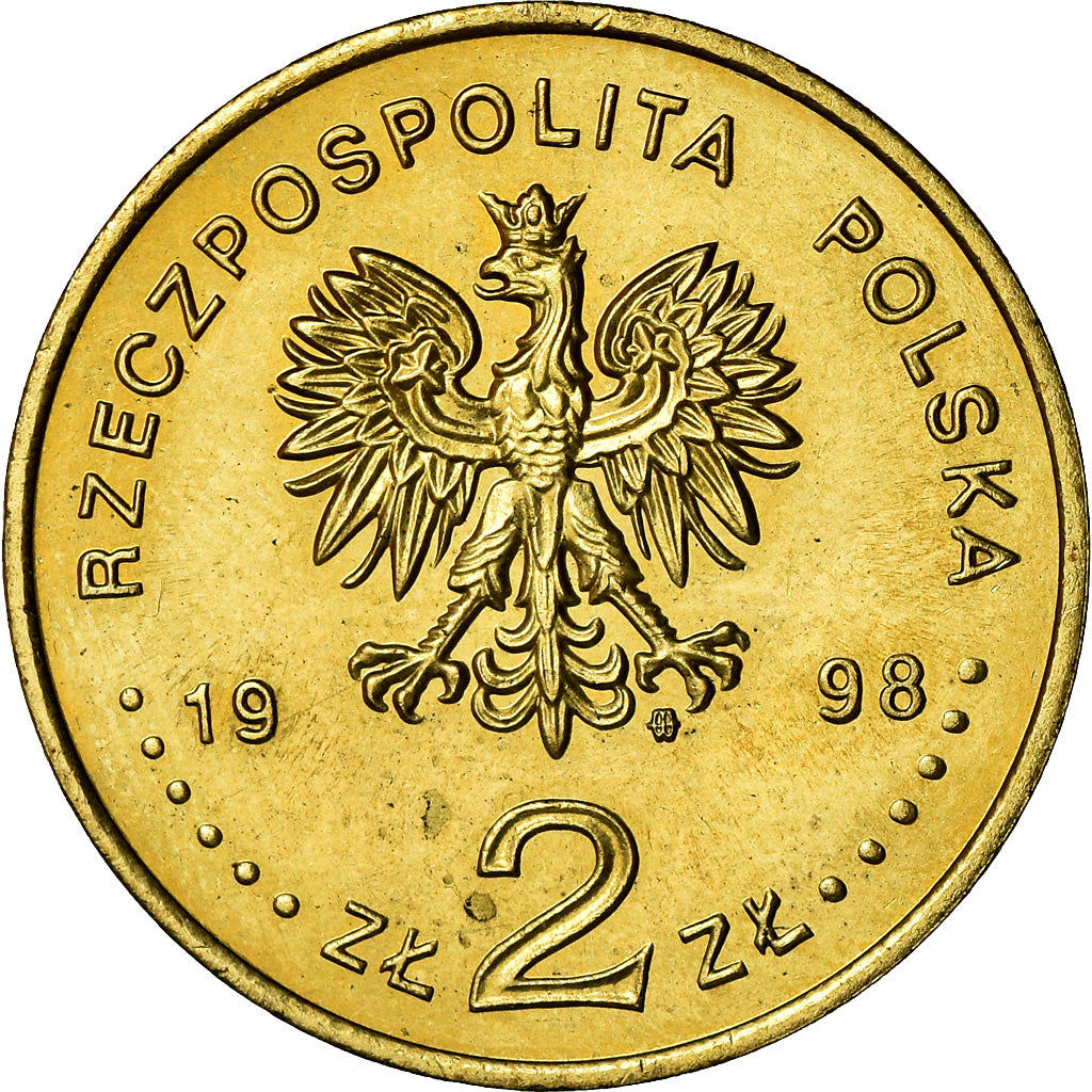 Coin, Poland, 2 Zlote, 1998, Warsaw, MS(60-62), Brass, KM:336