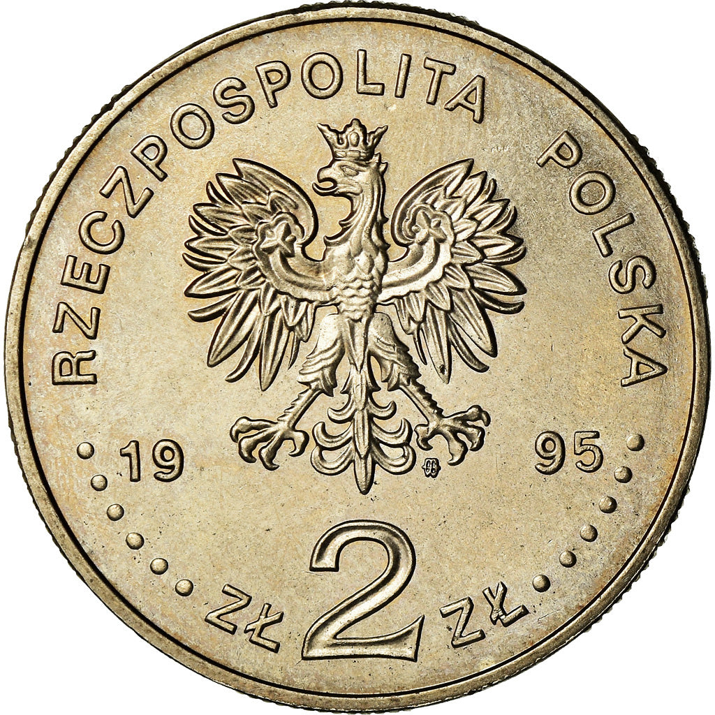 Coin, Poland, 2 Zlote, 1995, Warsaw, MS(60-62), Copper-nickel, KM:297