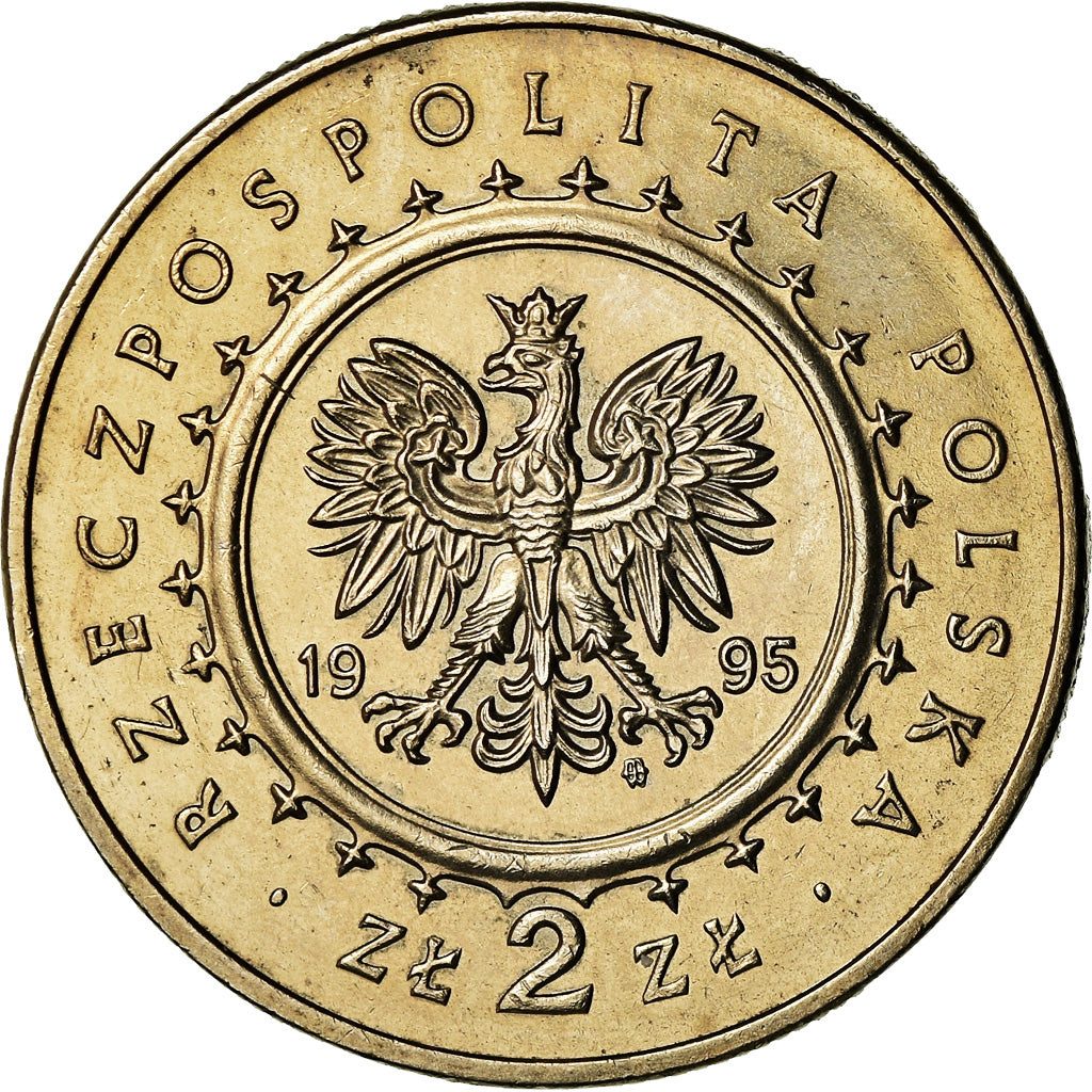 Coin, Poland, 2 Zlote, 1995, Warsaw, MS(60-62), Copper-nickel, KM:310