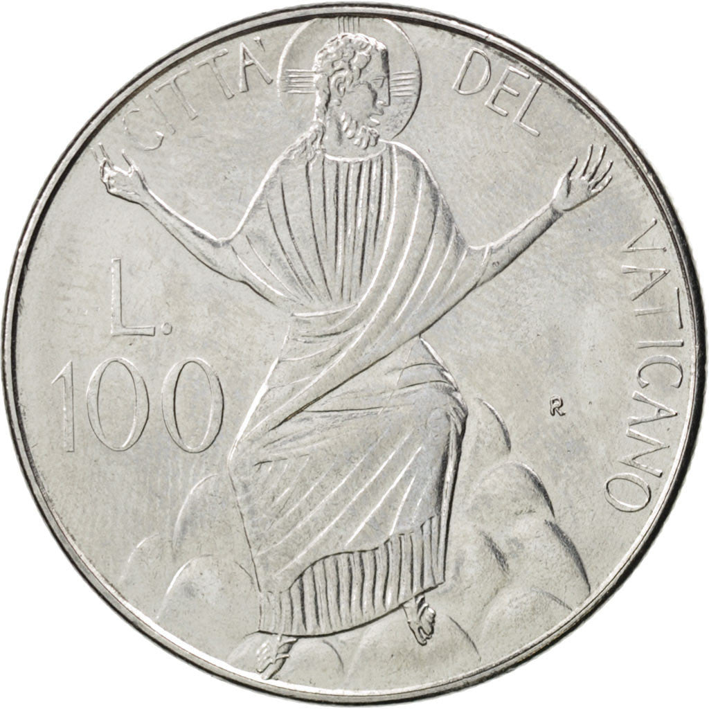 Coin, VATICAN CITY, John Paul II, 100 Lire, 1986, MS(63), Stainless Steel