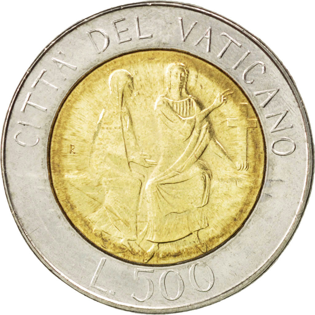VATICAN CITY, 500 Lire, 1986, KM #197, MS(63), Bi-Metallic, 25.8, 6.73
