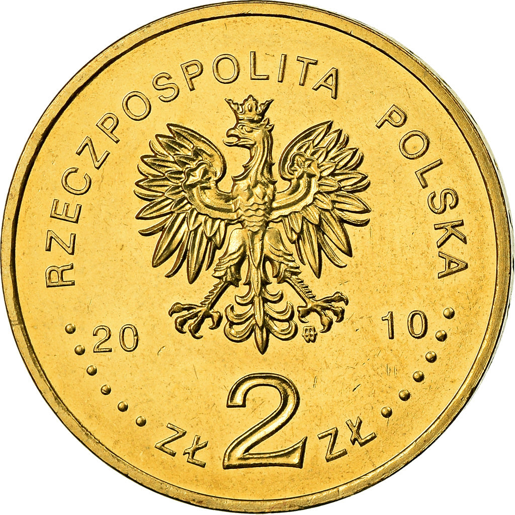 Coin, Poland, 2 Zlote, 2010, Warsaw, MS(60-62), Brass, KM:718