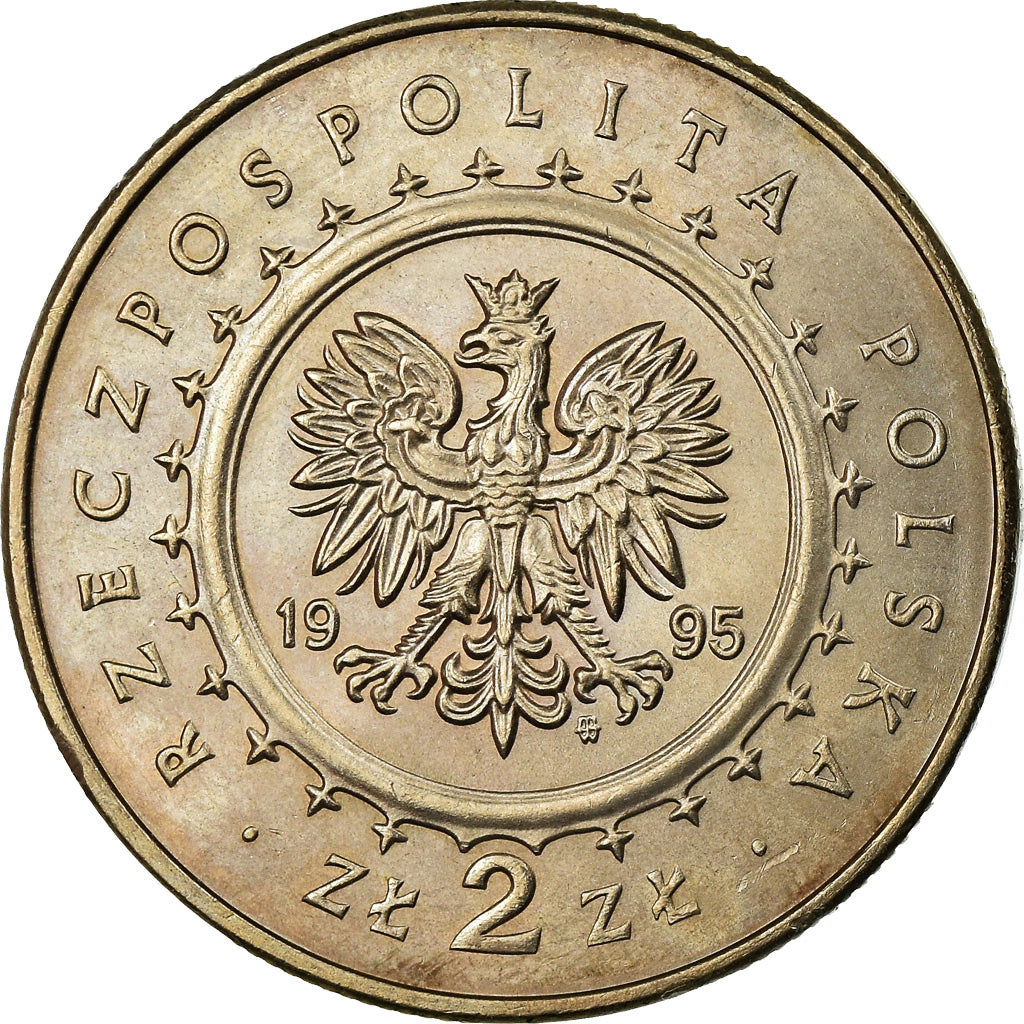 Coin, Poland, 2 Zlote, 1995, Warsaw, MS(60-62), Copper-nickel, KM:310