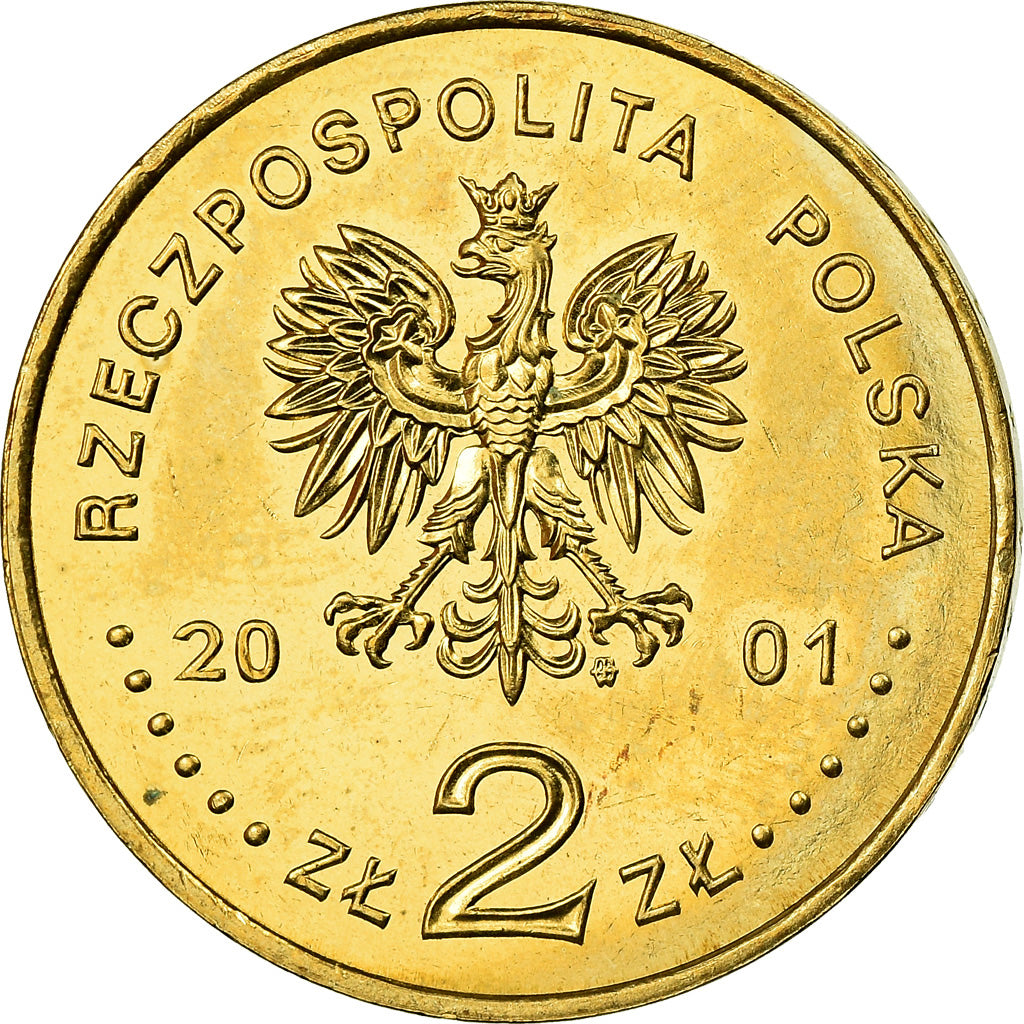 Coin, Poland, 2 Zlote, 2001, Warsaw, MS(60-62), Brass, KM:408