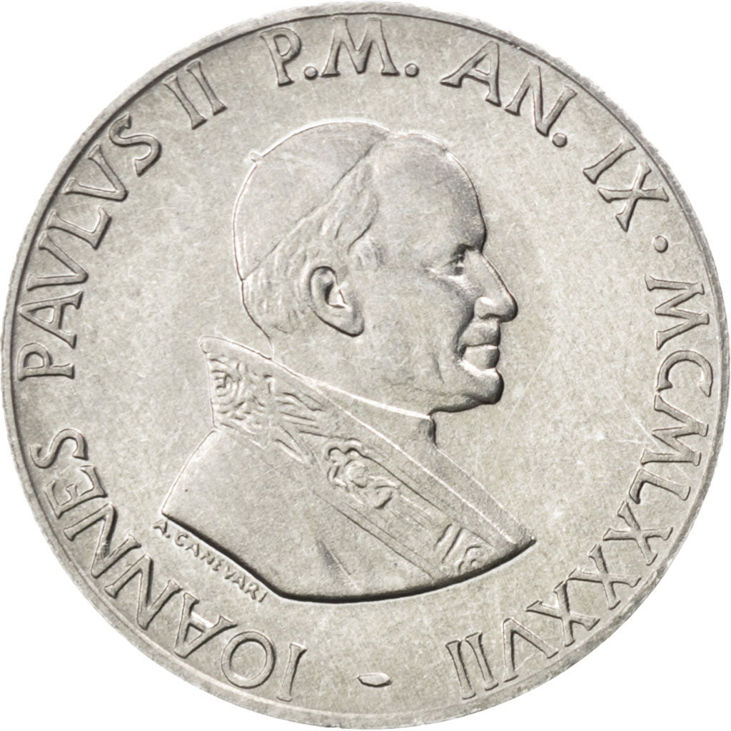 VATICAN CITY, 10 Lire, 1987, KM #199, MS(63), Aluminum, 23, 1.59