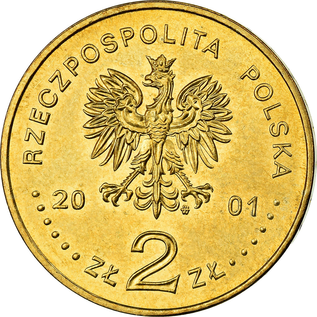 Coin, Poland, 2 Zlote, 2001, Warsaw, MS(60-62), Brass, KM:423