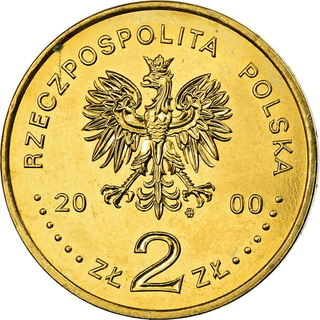 Coin, Poland, 2 Zlote, 2000, Warsaw, MS(60-62), Brass, KM:389