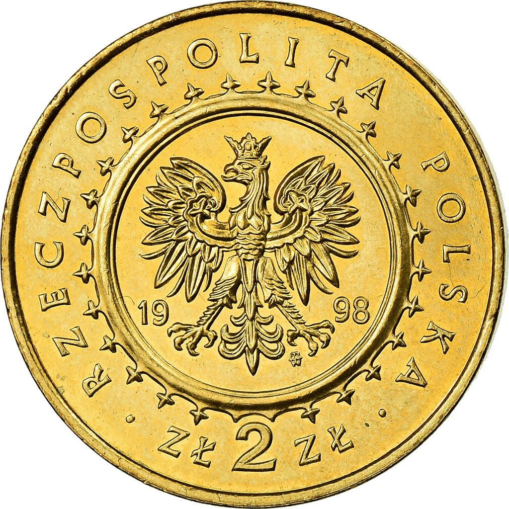 Coin, Poland, 2 Zlote, 1998, Warsaw, MS(60-62), Brass, KM:347
