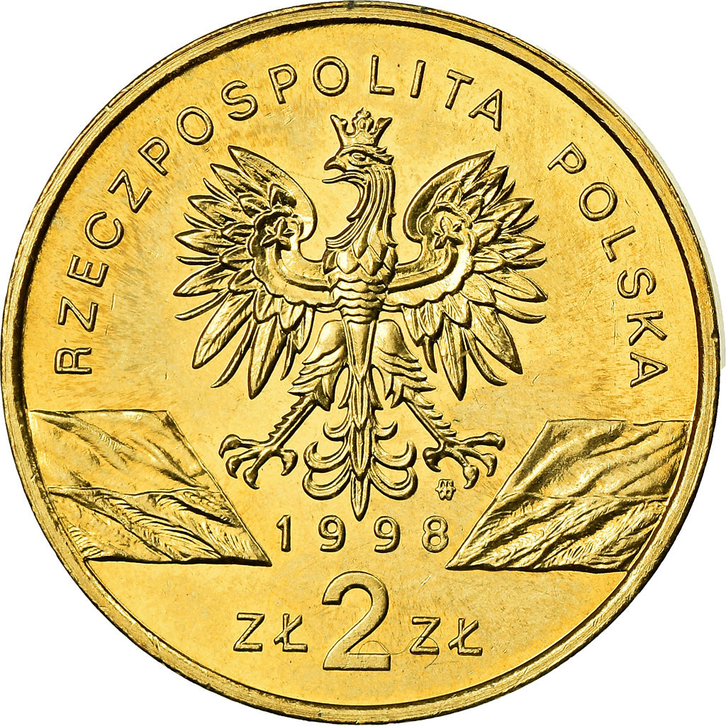 Coin, Poland, 2 Zlote, 1998, Warsaw, MS(60-62), Brass, KM:340