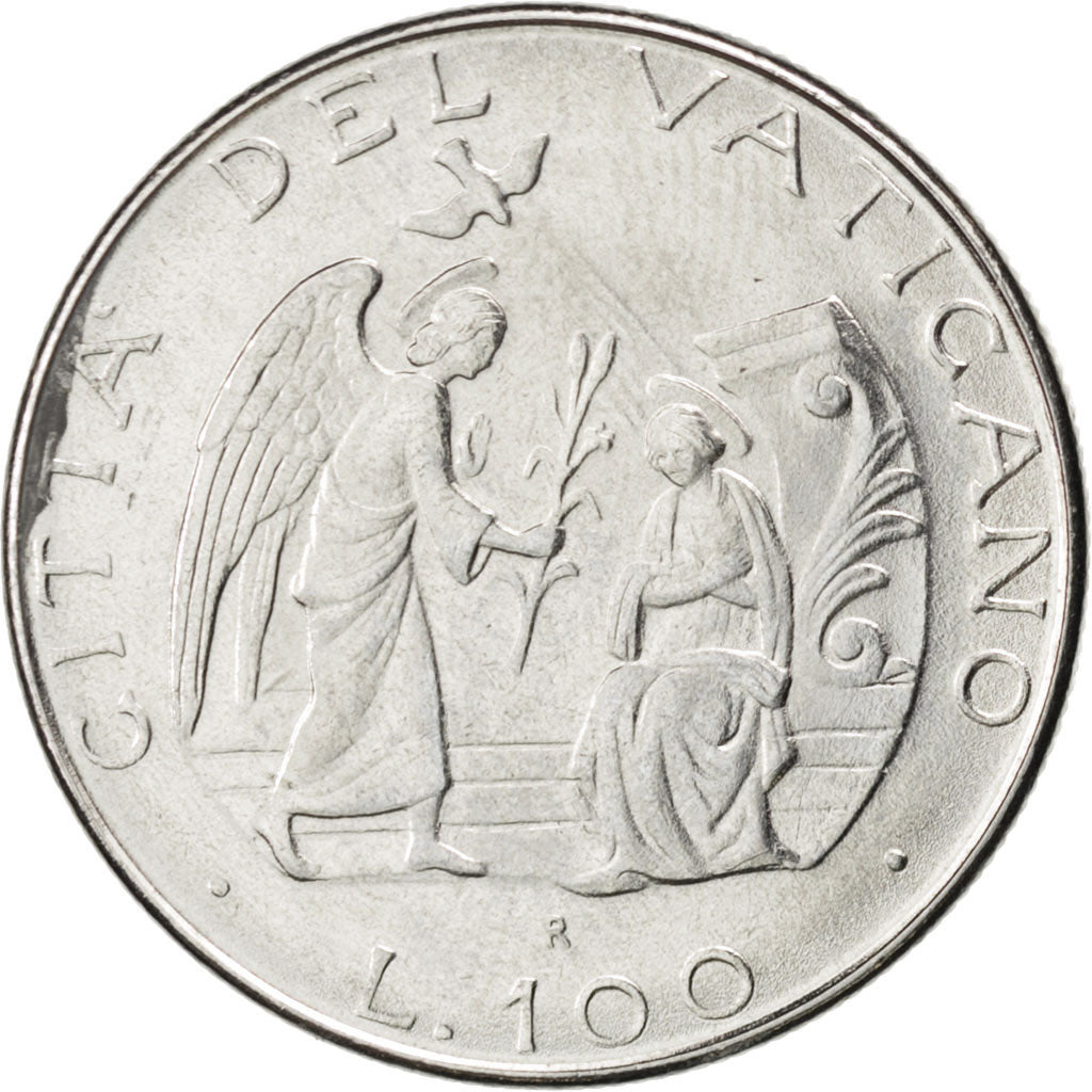 Coin, VATICAN CITY, John Paul II, 100 Lire, 1987, MS(63), Stainless Steel