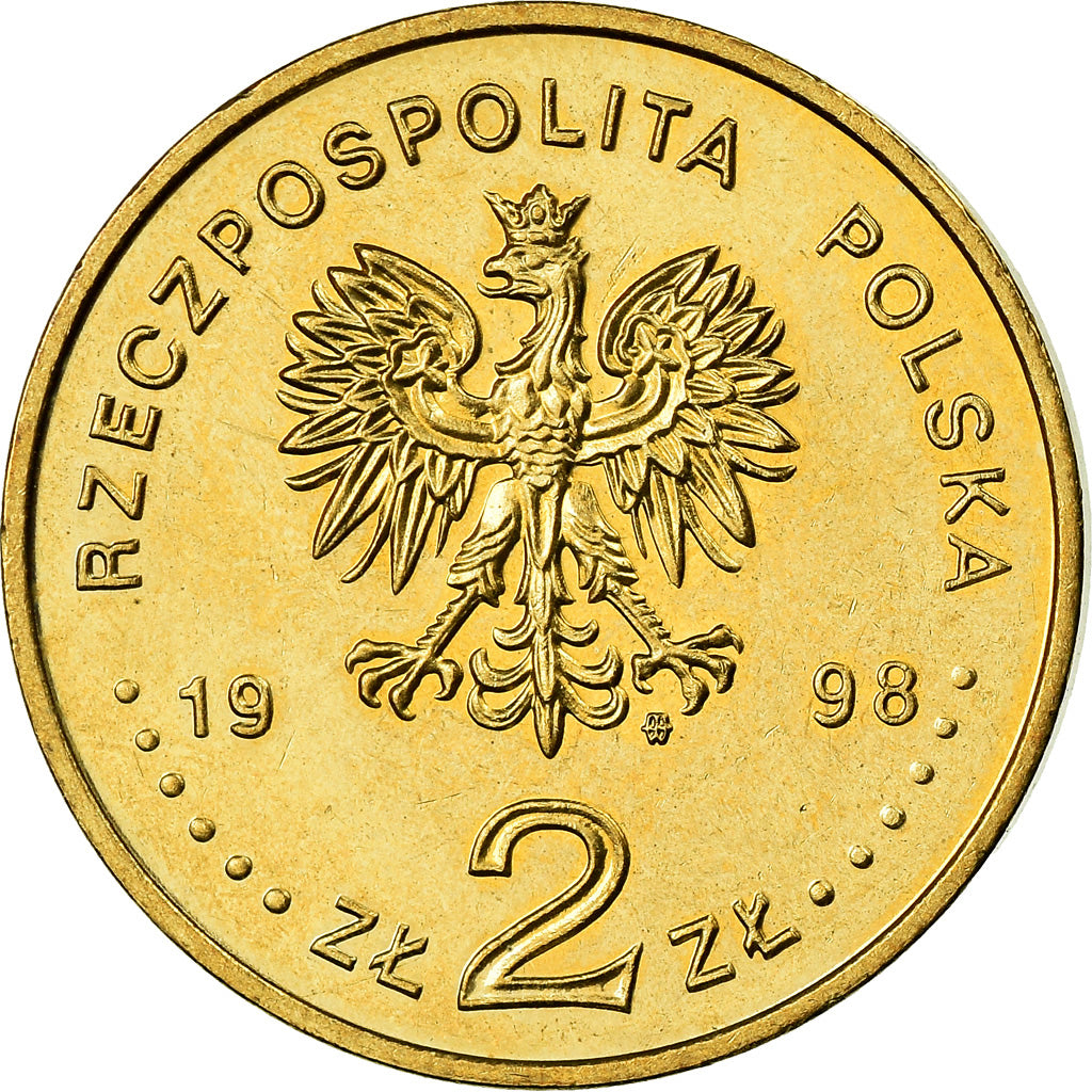 Münze, Polen, 2 Zlote, 1998, Warsaw, VZ+, Messing, KM:349