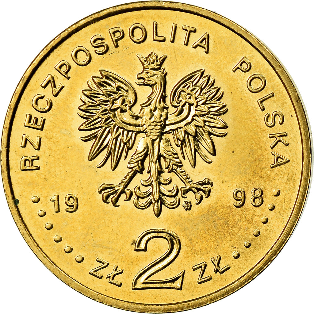 Coin, Poland, 2 Zlote, 1998, Warsaw, MS(60-62), Brass, KM:336