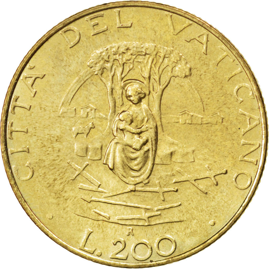 Monnaie, Cité du Vatican, John Paul II, 200 Lire, 1987, SPL, Aluminum-Bronze
