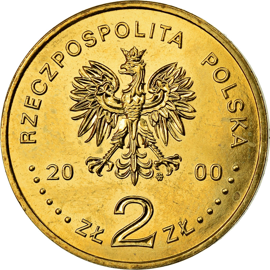 Coin, Poland, 2 Zlote, 2000, Warsaw, MS(60-62), Brass, KM:398