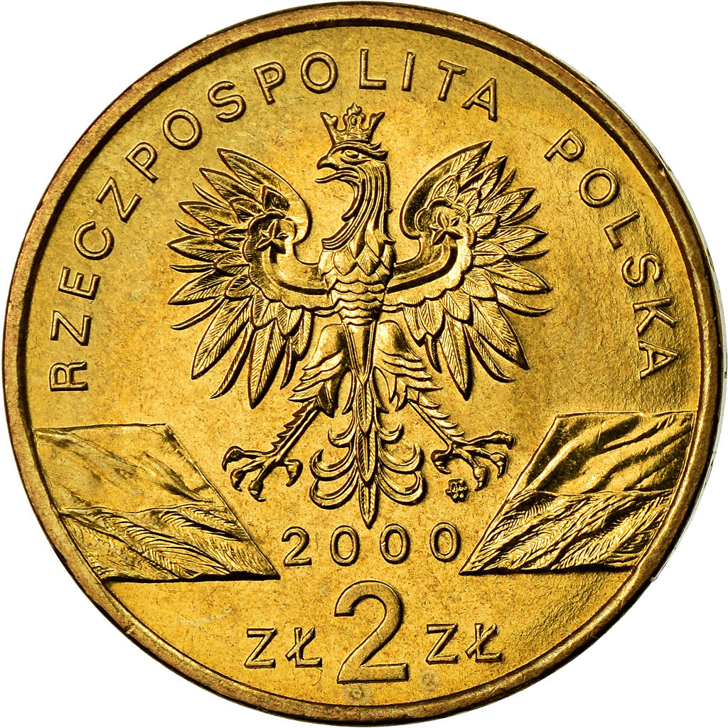 Coin, Poland, 2 Zlote, 2000, Warsaw, MS(60-62), Brass, KM:388