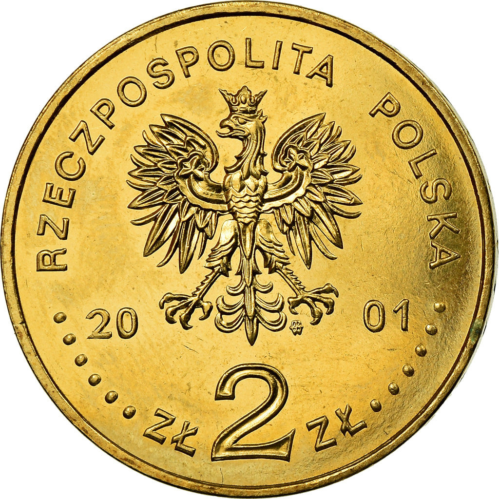 Coin, Poland, 2 Zlote, 2001, Warsaw, MS(60-62), Brass, KM:410