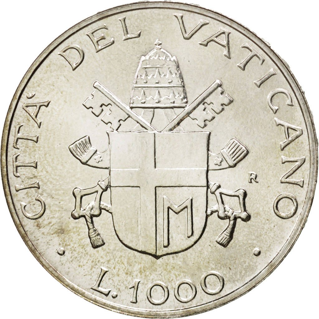 VATICAN CITY, 1000 Lire, 1987, KM #205, MS(63), Silver, 14.59