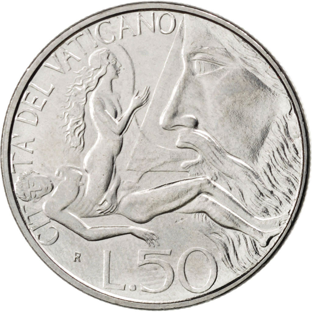 Coin, VATICAN CITY, John Paul II, 50 Lire, 1988, MS(63), Stainless Steel, KM:208