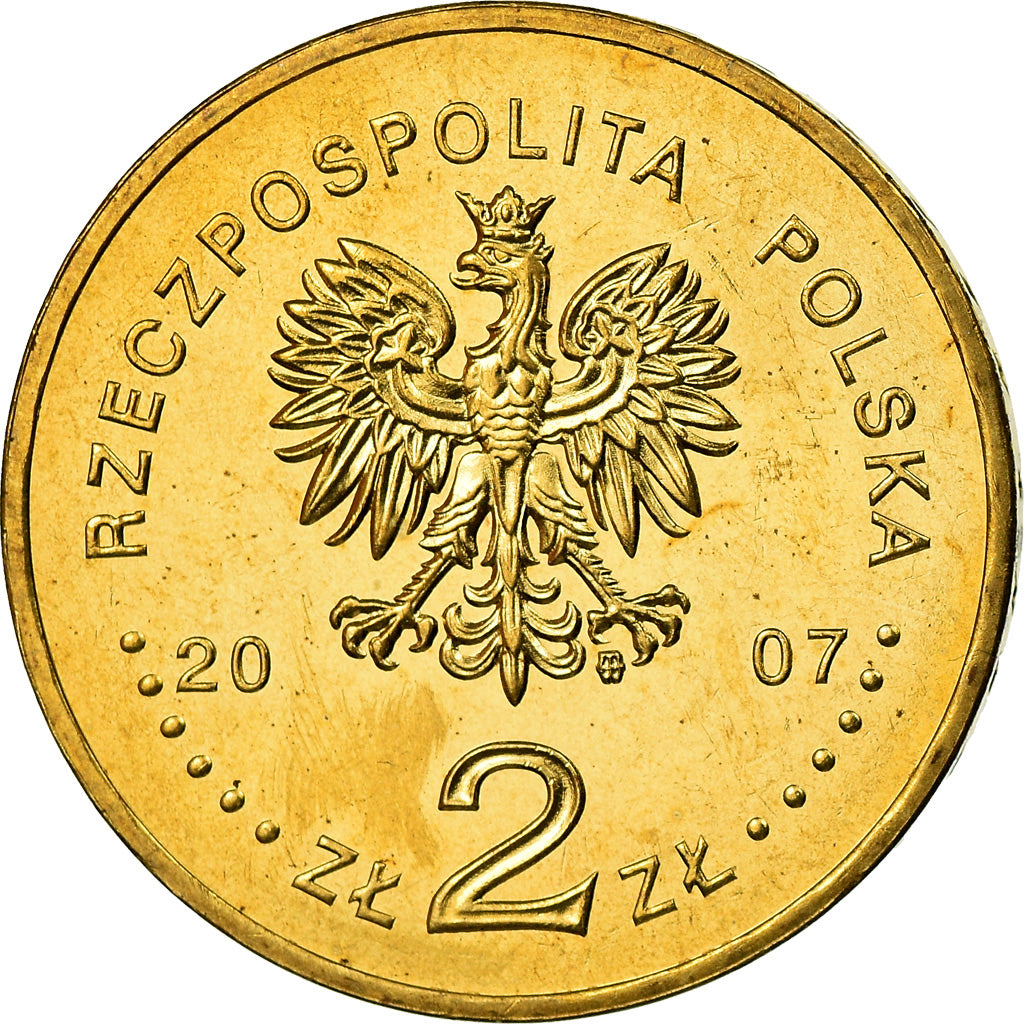 Coin, Poland, 2 Zlote, 2007, Warsaw, MS(60-62), Brass, KM:611
